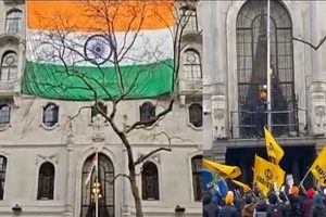 خالصتانی حامیوں کو منہ توڑ جواب، بھارتی ہائی کمیشن کی عمارت پر لہرایا بڑا ترنگا