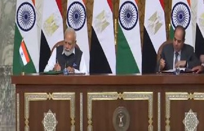 پی ایم مودی اورصدرالسیسی نے ہندوستان اورمصر کے درمیان معاہدے پردستخط کئے